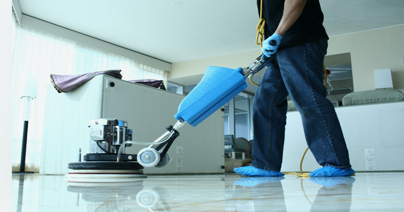 Professional home cleaning in progress