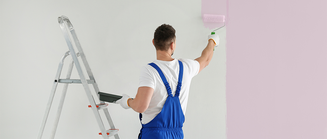 Wall painting work in a home interior